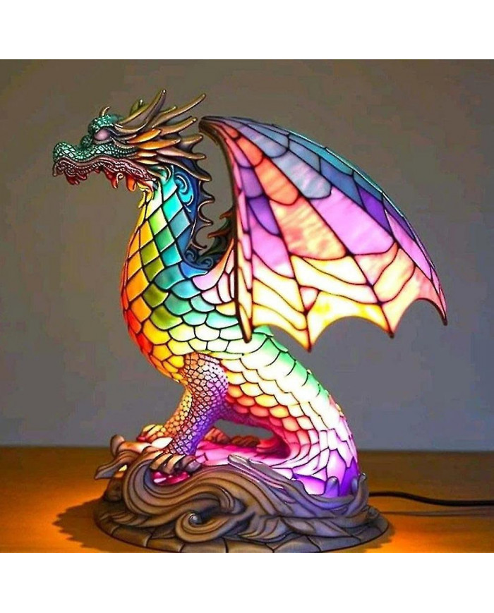Animal Lampe de Table Vitrail Vitrail Rétro Lampes de bureau Cadeau de Noël 2024