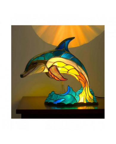 Animal Lampe de Table Vitrail Vitrail Rétro Lampes de bureau Cadeau de Noël 2024