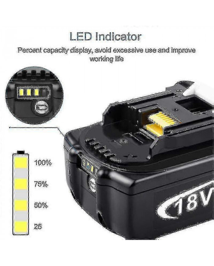 Pack de 2 pour batterie Makita 18v 6.0 / 8.0 Ah Lxt Li-ion Bl1850b Bl1830b Bl1860b Sans fil