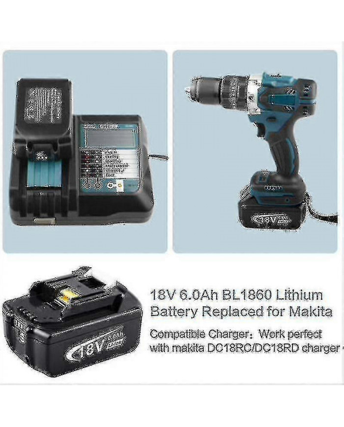 Pack de 2 pour batterie Makita 18v 6.0 / 8.0 Ah Lxt Li-ion Bl1850b Bl1830b Bl1860b Sans fil