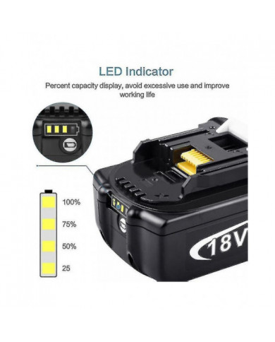 Pack de 2 compatible avec Makita 18v batterie 6.0 Ah Lxt Li-ion BL1850B BL1830B BL1860B Sans Fil, 100% Ne