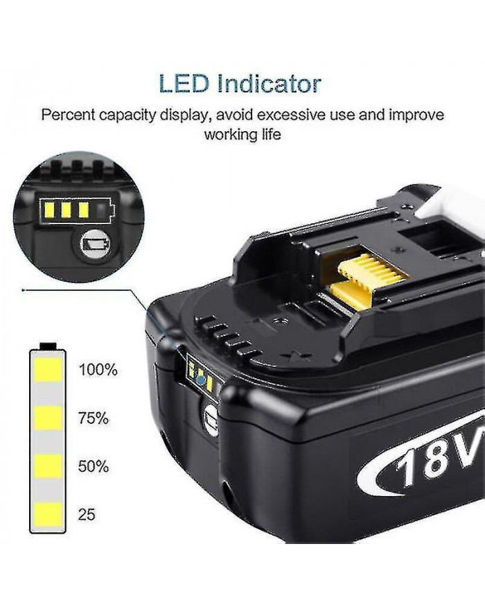 Pack de 2 compatible avec Makita 18v batterie 6.0 Ah Lxt Li-ion BL1850B BL1830B BL1860B Sans Fil, 100% Ne