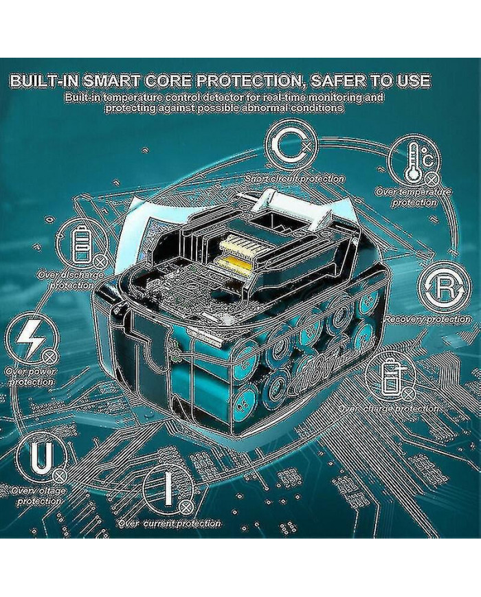 Pack de 2 compatible avec Makita 18v batterie 6.0 Ah Lxt Li-ion BL1850B BL1830B BL1860B Sans Fil, 100% Ne