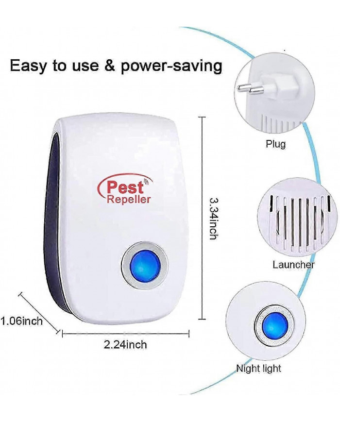 Ultrasons insecte rongeur répulsif 6 Pack, Répulsif électronique d’intérieur, Ifor Moustiques / cafards / souris / [...]
